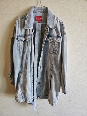 GUESS Oversized Light Wash Denim Jacket - Pale Blue